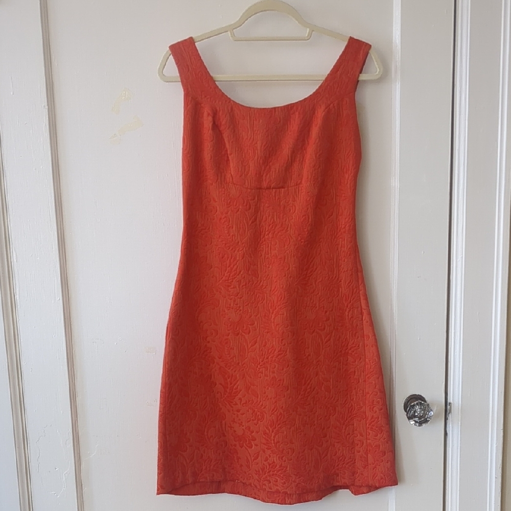 Anthropologie Orange Sleeveless Sheath Mini Dress